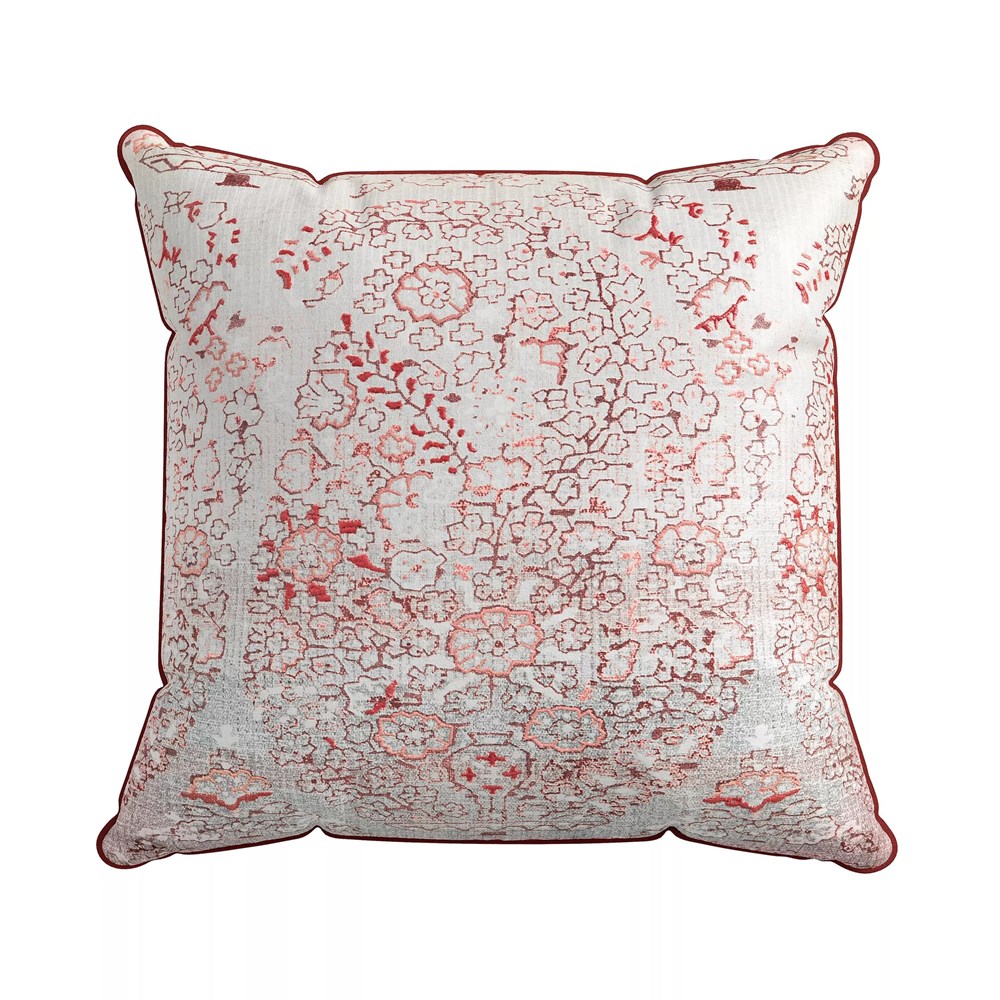 Celina Geo Tile Cushion by Bedeck of Belfast in Coral Pink